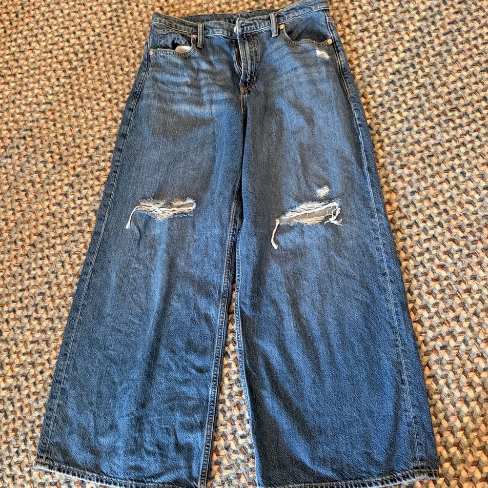 GAP Baggy Mid-Rise Distressed Jean sz 29 R - Picture 2 of 9